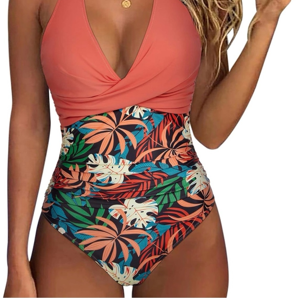 🐞Women’s Tummy Control Halter Swimsuit - Size 2XL